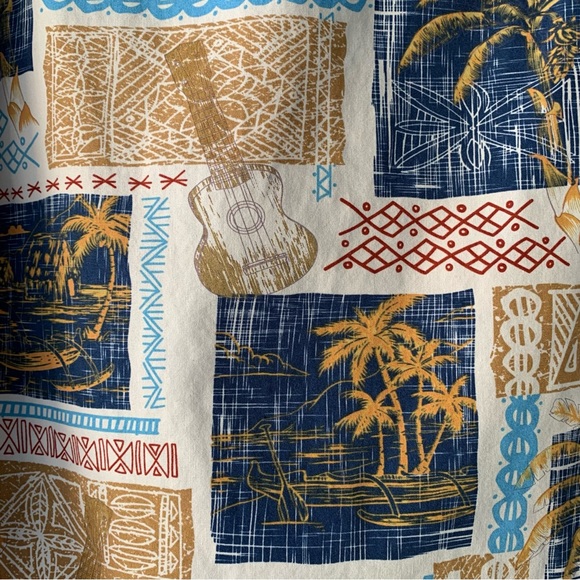 🌴 Men’s Hawaiian Aloha Shirt Tapa Ukulele size M 🌴 - Picture 9 of 11